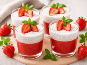 Чіа-пудинг з полуницею у склянках