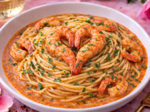 Marry me паста з креветками під соусом біск