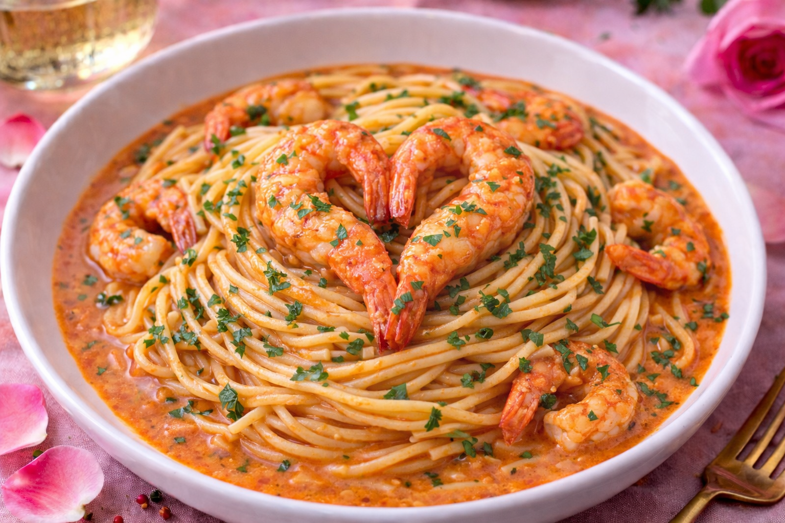 Marry me паста з креветками під соусом біск