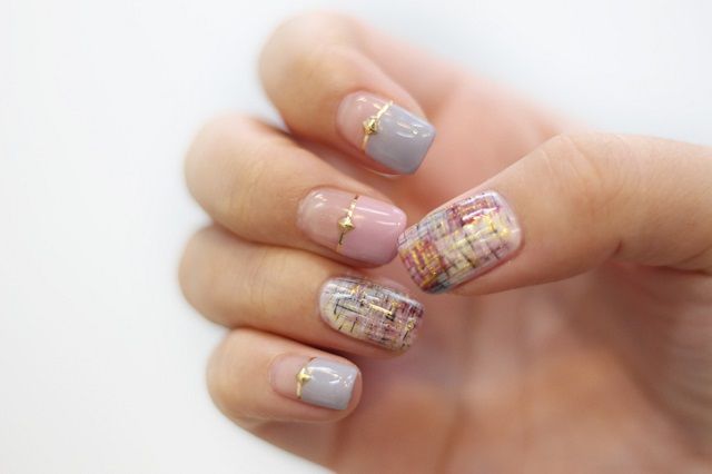 pastel tweed nail art design