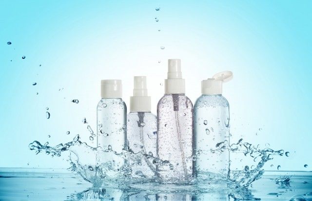 toiletries in a water splash