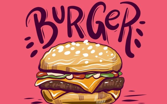 Burger hand drawn Vector Illustration isolated on background.