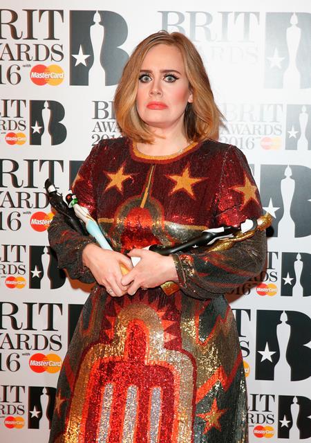 poses in the winners room at the BRIT Awards 2016 at The O2 Arena on February 24, 2016 in London, England.